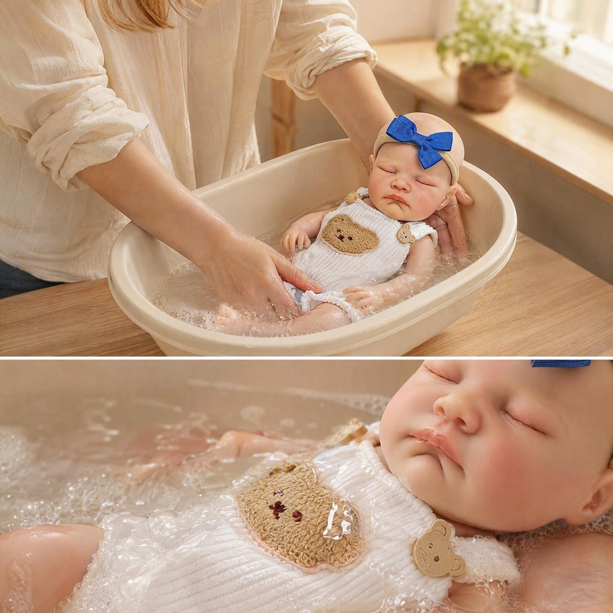 13 inch Q-bomb solid bear head patch simulation doll for children for Christmas collectible solid silicone