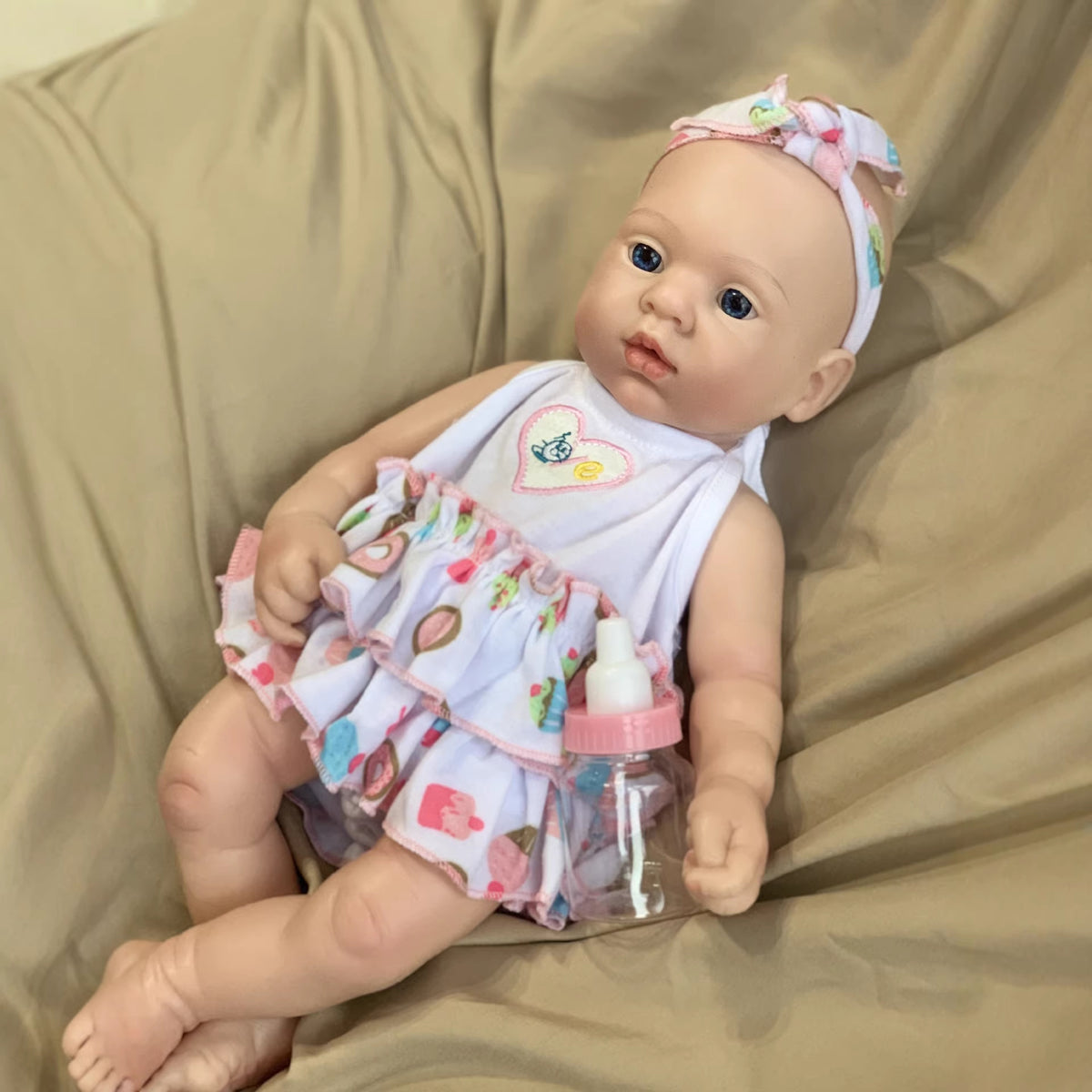 16 inch Lifelike Handcrafted Reborn Doll with Soild Silicone Body 3D Real Skin Kids Play Toy Gift for Girls