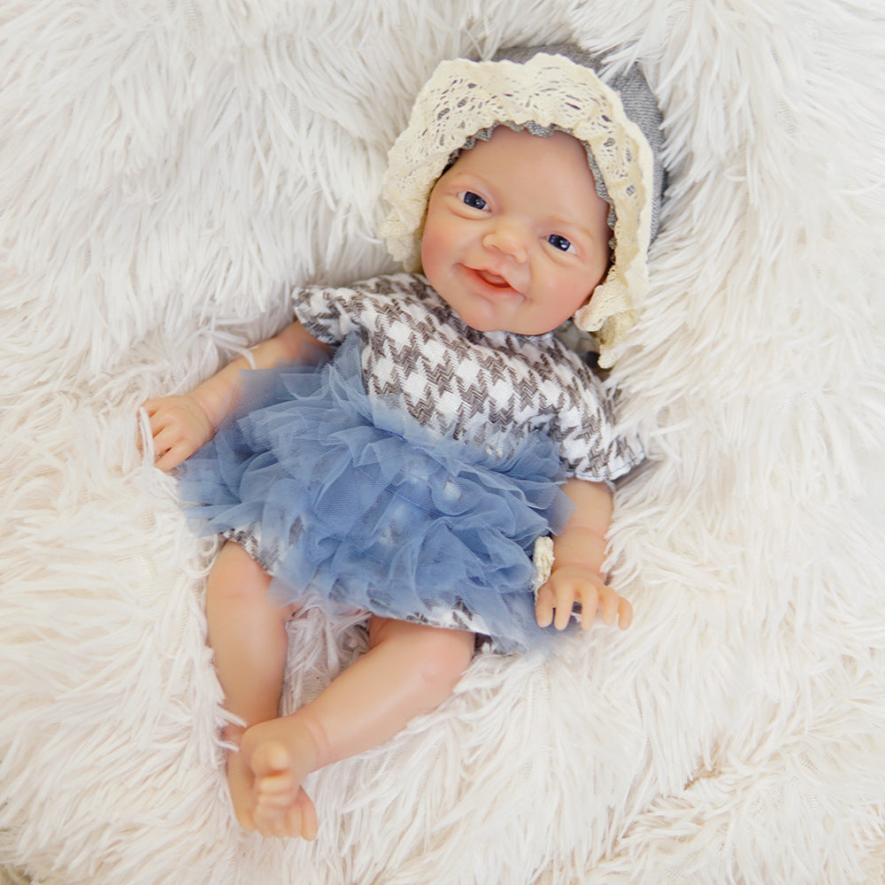 13 Inch Full Soild Silicone Reborn Doll Handcrafted Vein Texture Infant Doll for Display & Collection