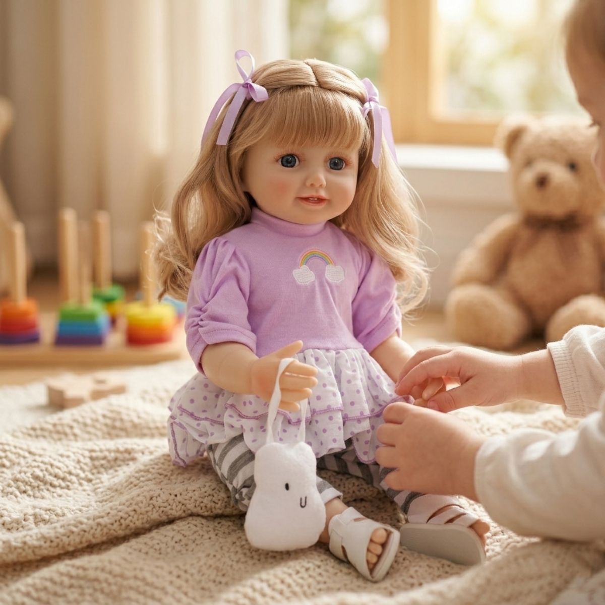 English  Russian Spanish Crying and Laughing Dialogue 22 inch Full Plastic Rebirth Doll Simulation Baby Doll Girl