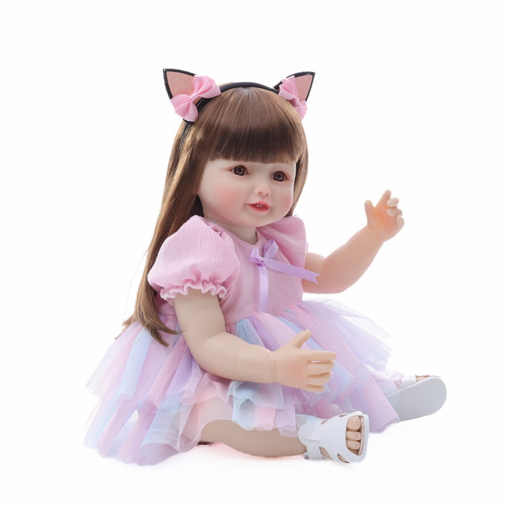 English  Russian Spanish Crying and Laughing Dialogue 22 inch Full Plastic Rebirth Doll Simulation Baby Doll Girl