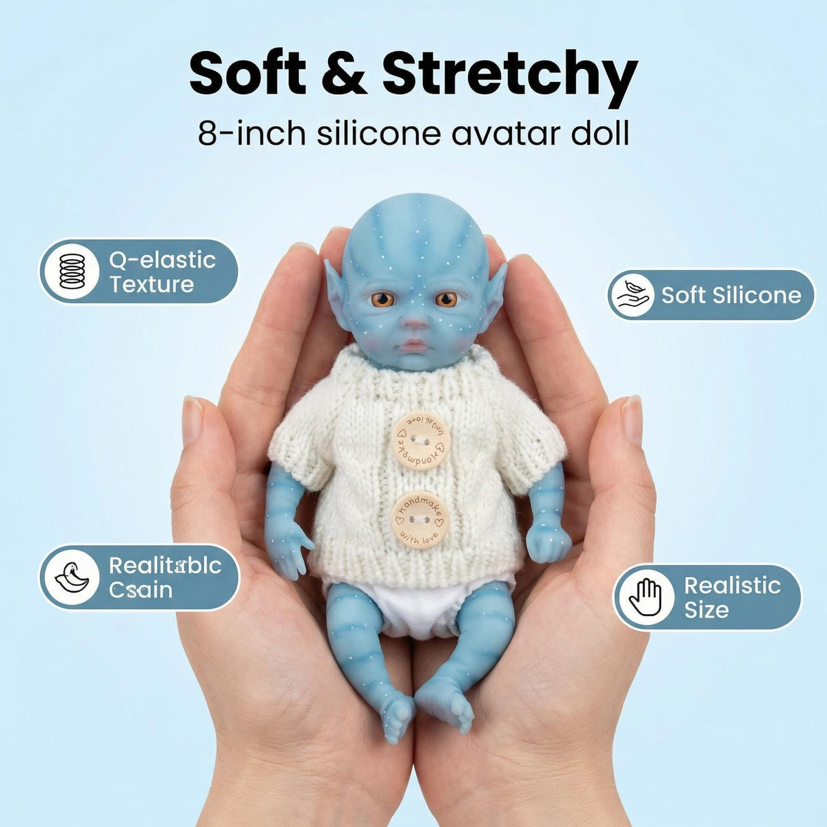 8 inch Avatar full silicone reborn doll