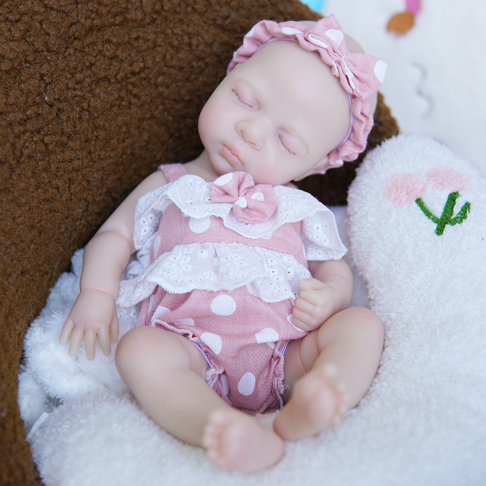 12 inch with Full Soild Silicone Body Reborn Doll Washable Poseable Infant Toy for Collectors & Pretend Play