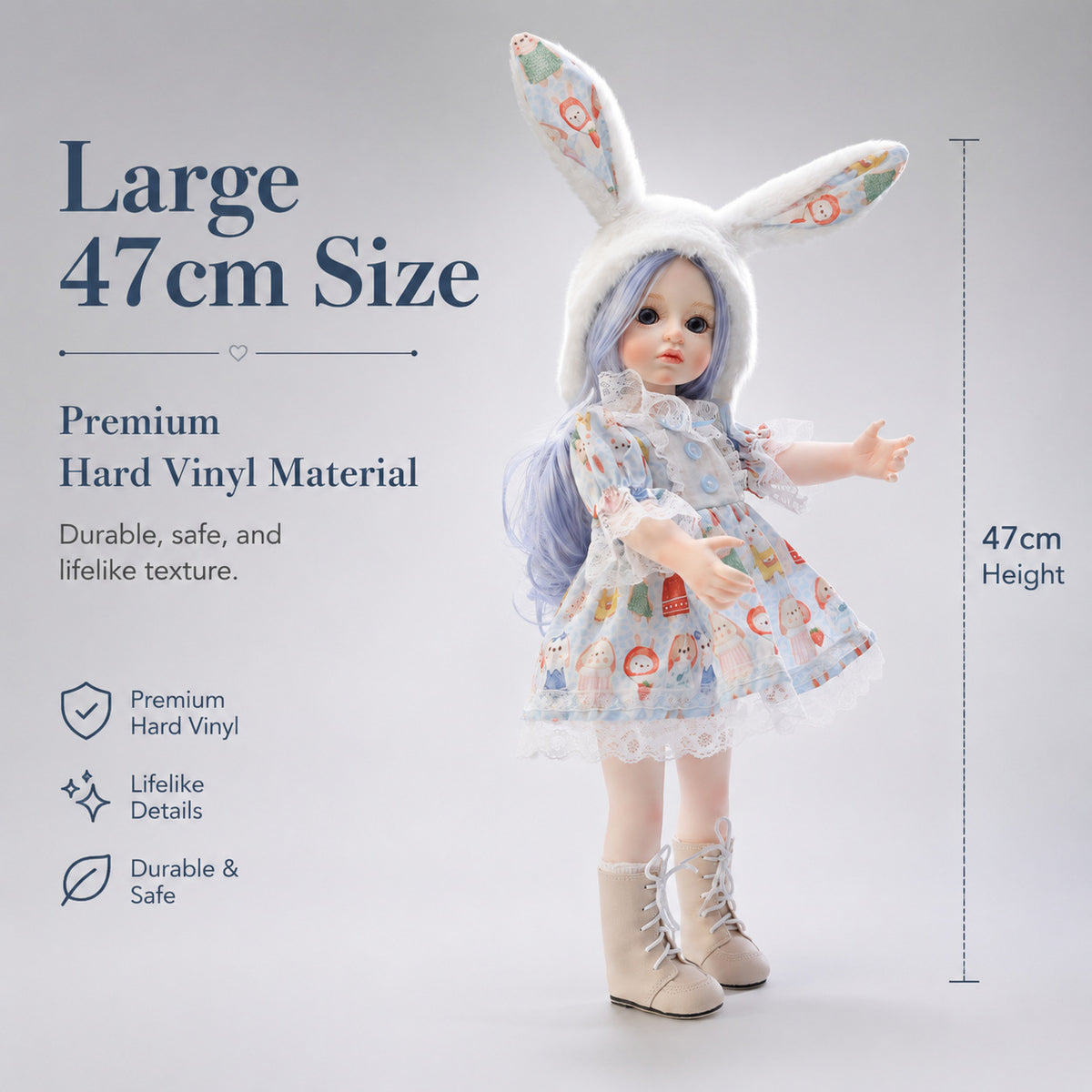 18 inch Handmade Lifelike Reborn Baby Doll with Full Vinyl Body Realistic 3D Skin Children Play Toy for Little Girls
