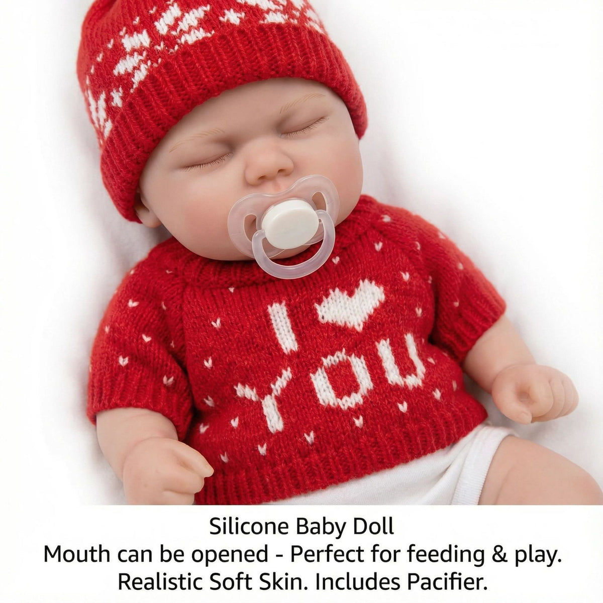 12 inch red sweater pickle solid silicone reborn doll for children's Christmas gift
