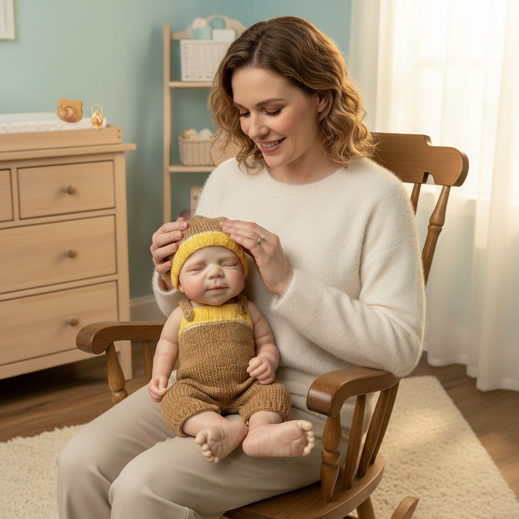 19 inch Full Silicone Reborn Doll Khaki Sweater jumpsuit Pascal Simulation Doll