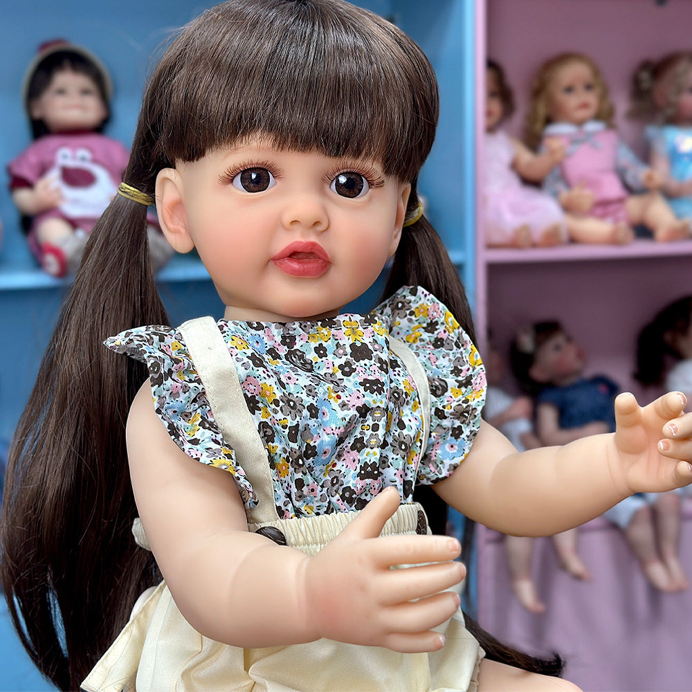 Real‑Looking 22 Inch Full‑Vinyl Collectible Doll, Twin‑tail Hairstyle, Multi‑age Companion Toy for Kids and Adult Doll Collectors