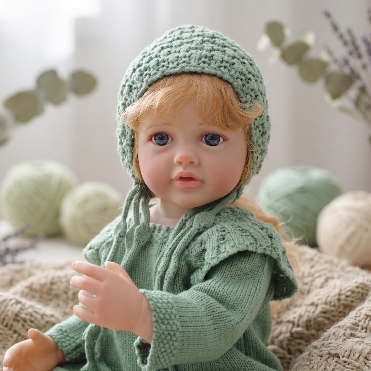22 inch Reborn Doll with Full Vinyl Body simulated baby Hand-implanted Hair bath toy gift