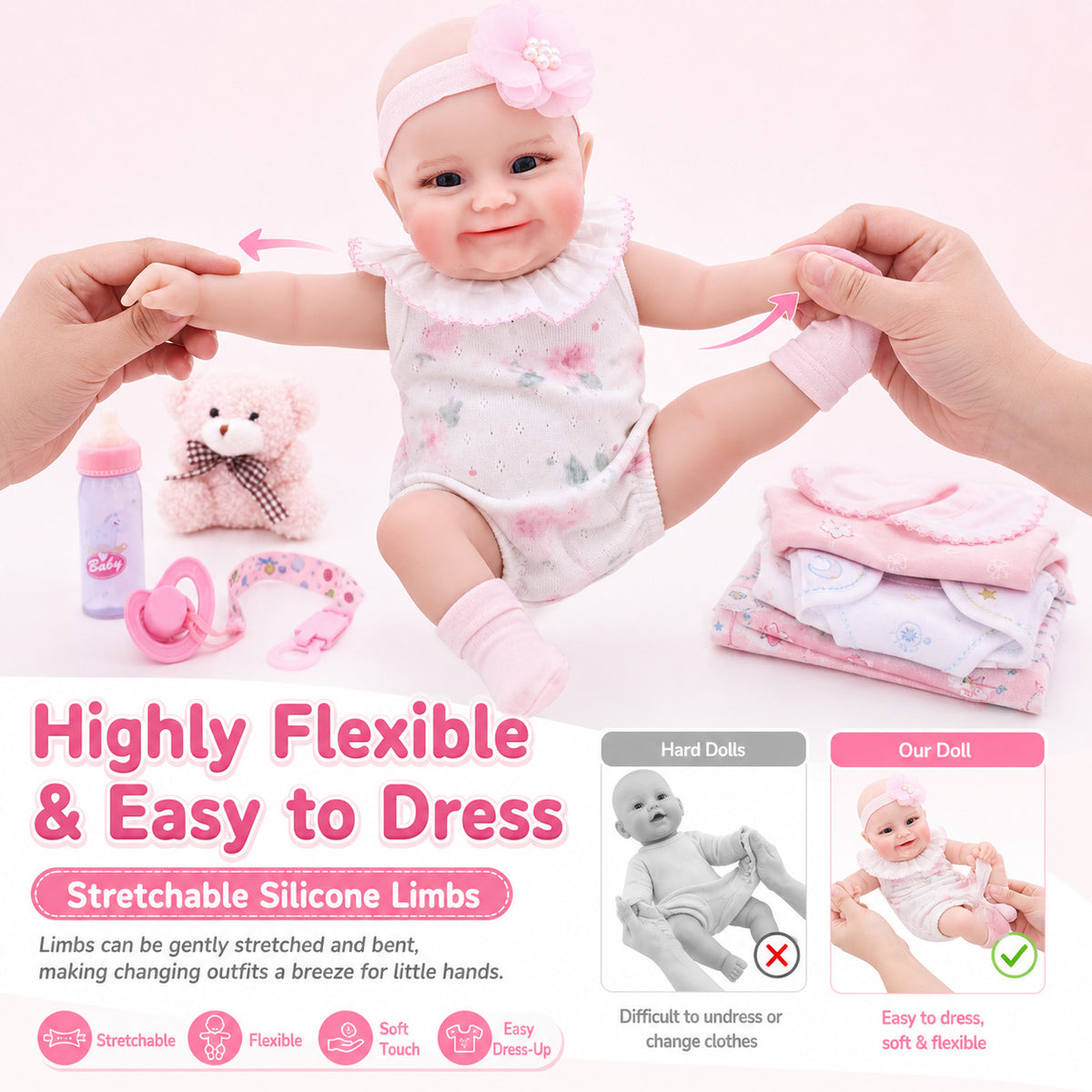12 inch Handmade Lifelike Reborn Baby Doll with Soild Silicone Body Realistic 3D Skin Children Play Toy for Little Girls