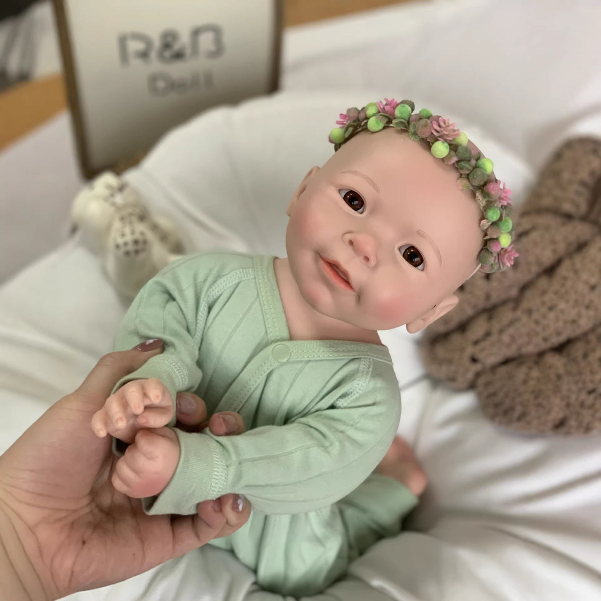 Realistic 18 inch Full Soild Silicone Reborn Doll Soft Bendable Limbs Non-Toxic Safe Kids Companion Doll