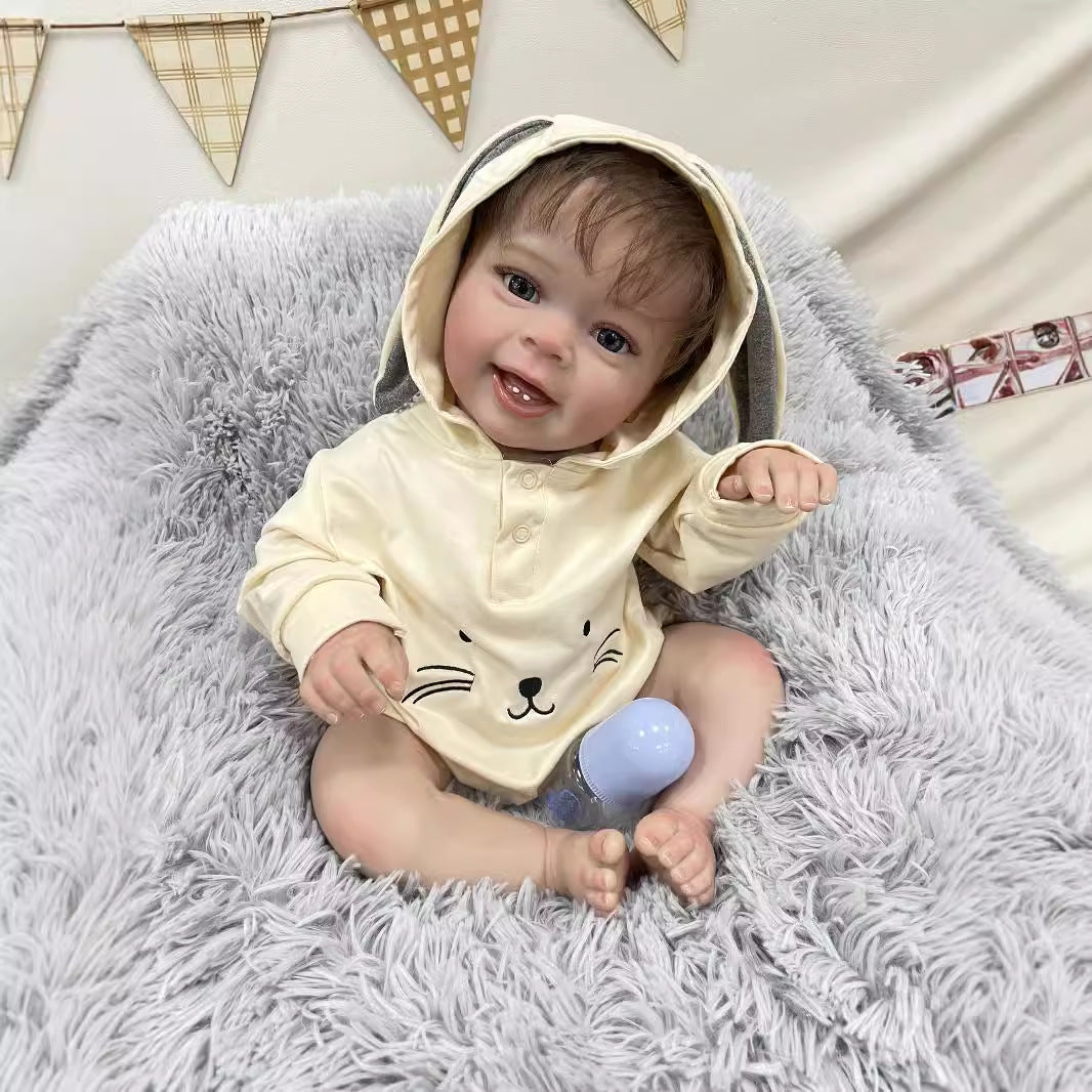 23 Inch Real Life Reborn Baby Doll with Cloth Body True-to-Life 3D Skin Handmade Newborn Style Doll Toy for Girls