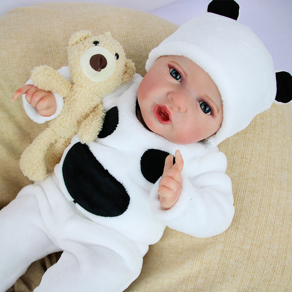 22 Inch Cloth‑Body Open‑Eyes Reborn Baby Doll, Cute Panda‑Themed Plush Outfit, Gift Choice for Birthdays & Holiday Occasions