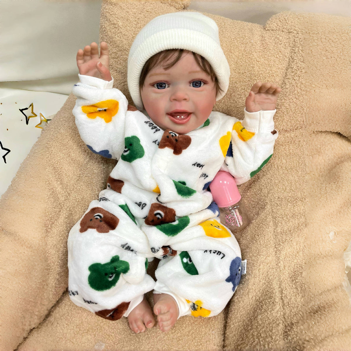 23 inch Handmade Lifelike Reborn Baby Doll with Cloth Body Realistic 3D Skin Children Play Toy for Little Girls