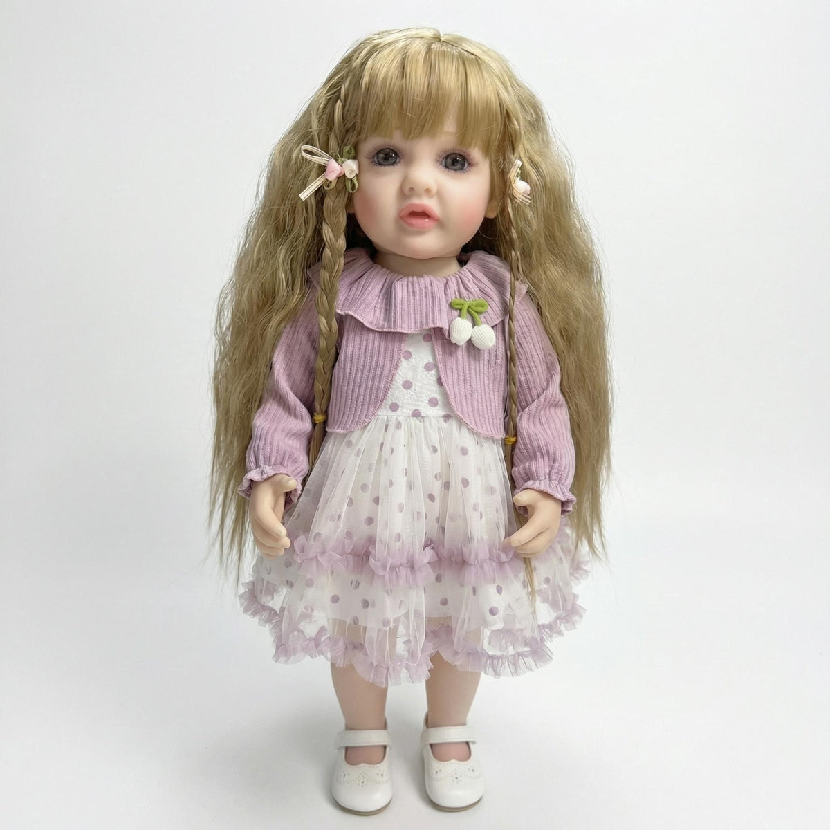 22 inch light purple long sleeved shawl Betty simulation Soft Vinyl reincarnation doll reborn doll