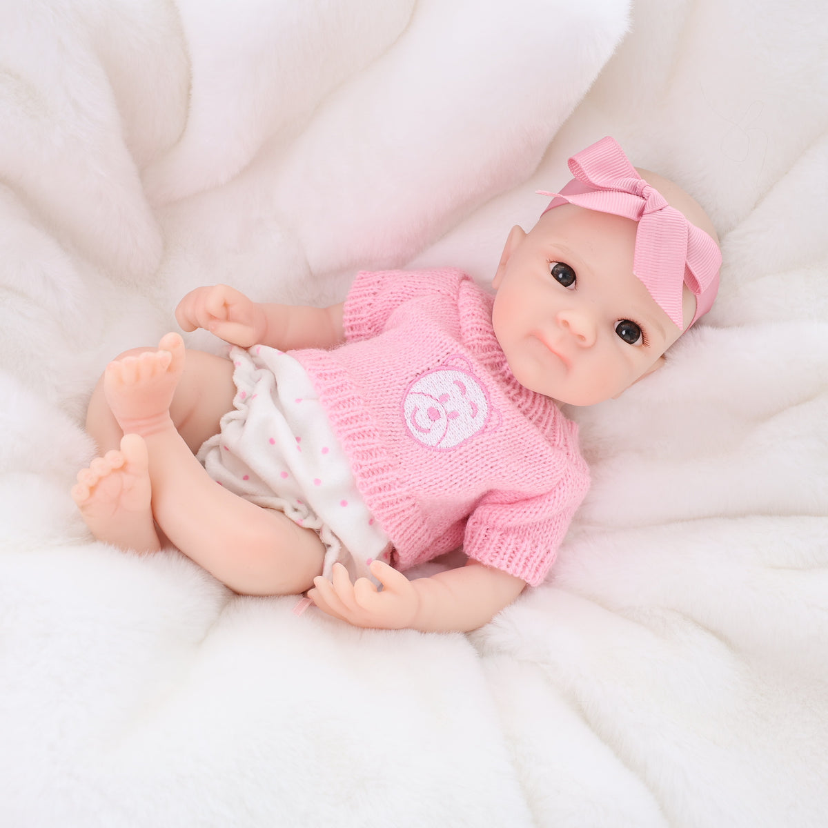 12 Inch Lifelike Reborn Baby Doll with Full Solid Silicone Body Realistic 3D Vein Skin Handcrafted Newborn Doll Perfect Birthday Christmas Gift for Little Girls