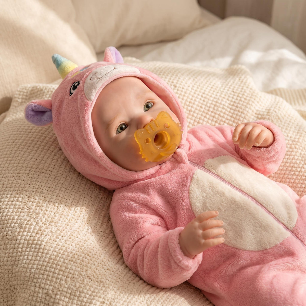 16 Inch Full Silicone Realistic Doll, Soft Unicorn Costume, Precious Keepsake for Kids and Adult Doll Collectors
