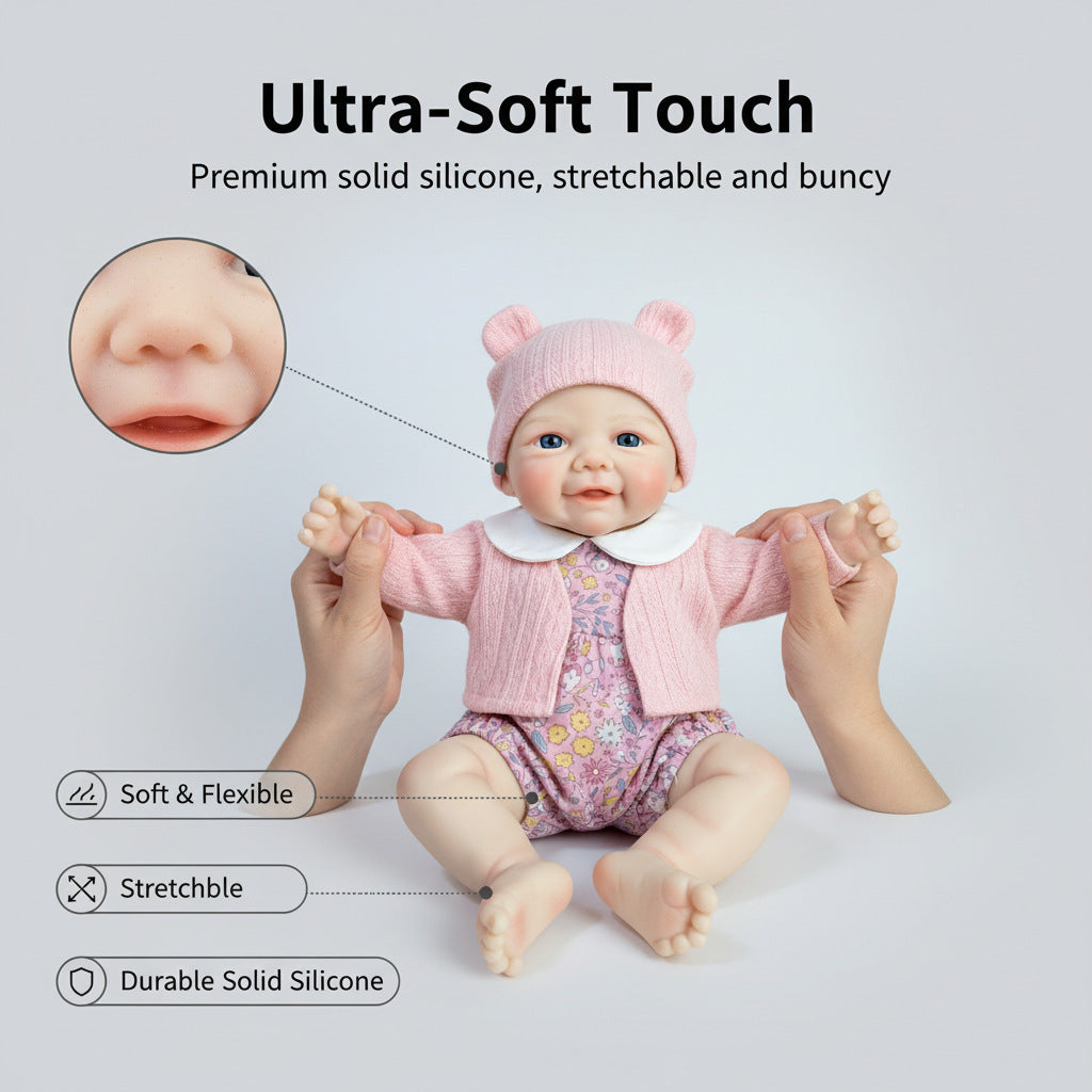 12 inch solid silicone reborn doll pink cardigan jacket simulation toy doll