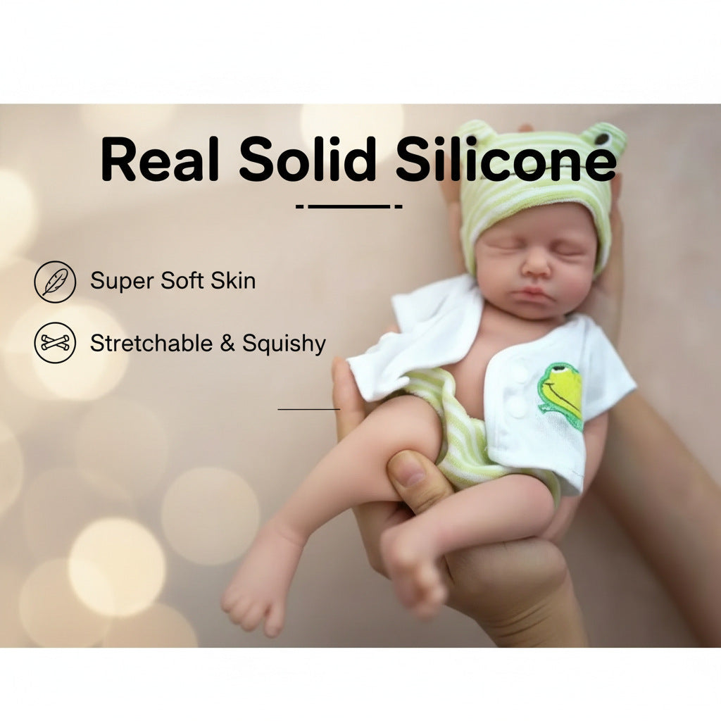 12 inch solid silicone reborn doll green frog hat LOULOU simulation toy doll