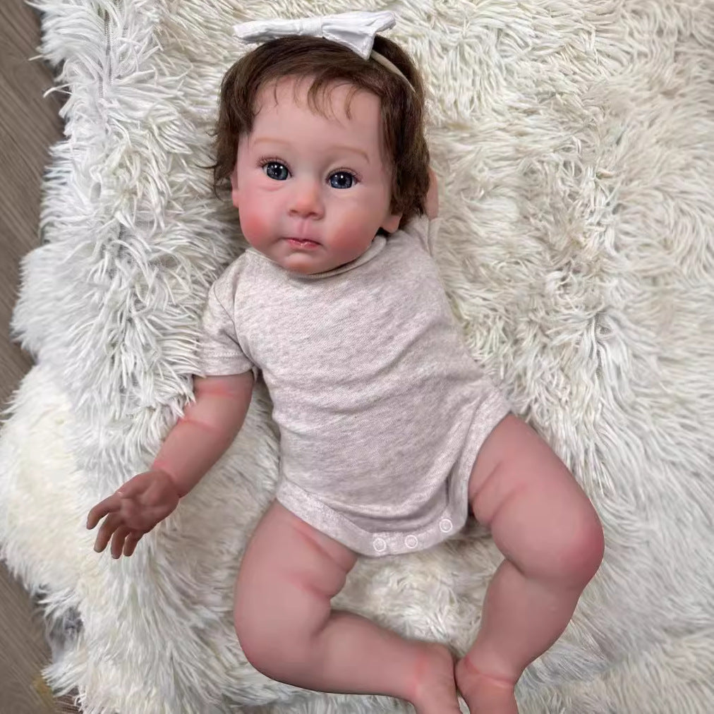 23 inch Reborn Dolls with Cloth Body Touch Soft implanted Brown hair,  Newborn Baby Dolls Toys for Girls Reborn Dolls