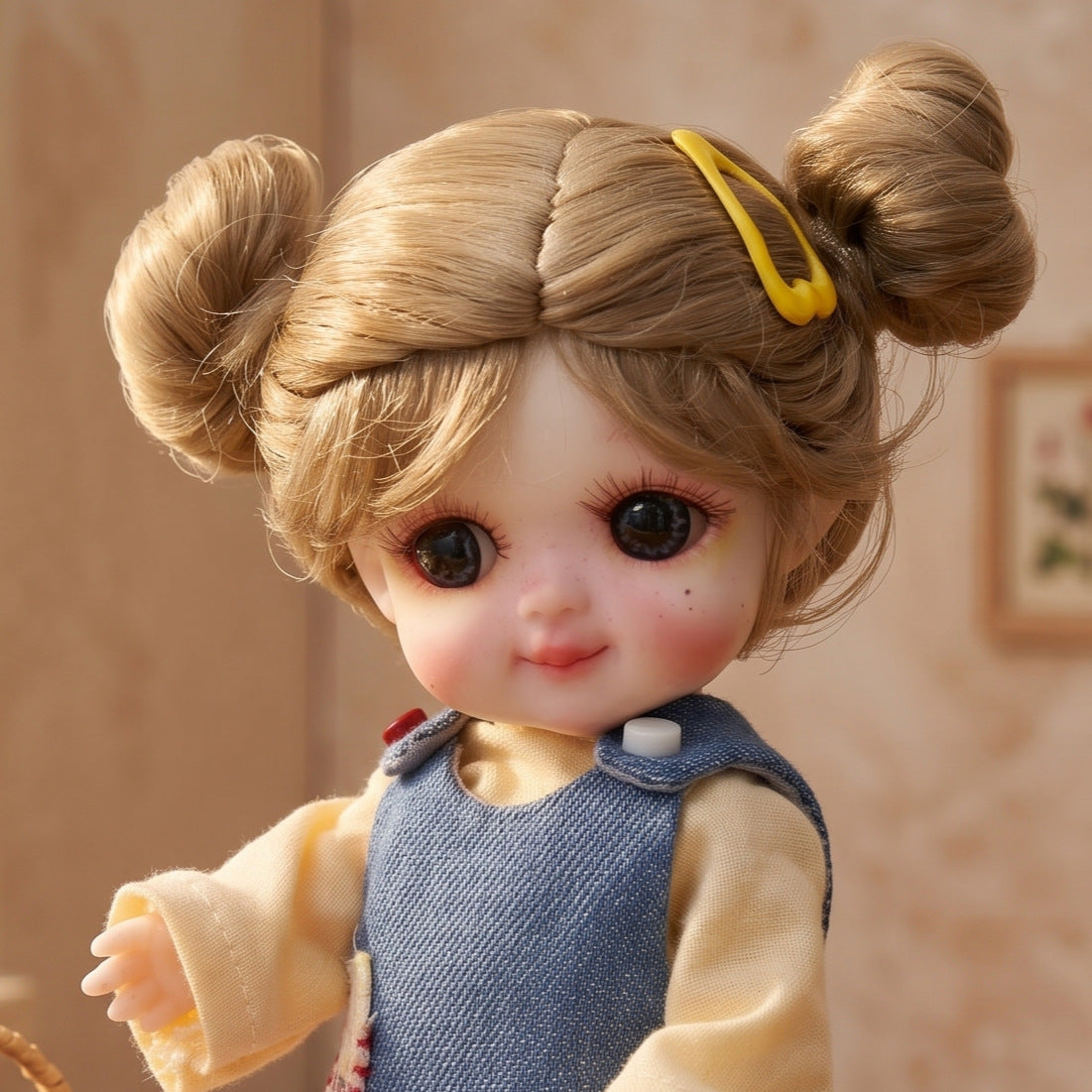 6 inch Mini with Full ceramic Body, Handmade Clothes Tabletop Ornament For Doll Collectors