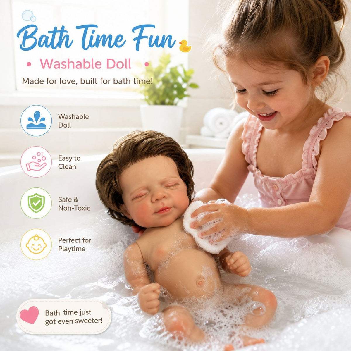 Lifelike 18 Inch with Full Vinyl Reborn Style Doll, Flexible Limbs, Great Gift for Festive Moments and Birthday Celebrations