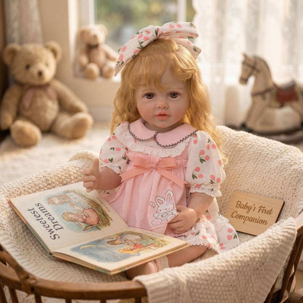 22 inch reborn doll with Full vinyl body, simulated baby hair transplant, handmade exquisitely painted house toy doll gift
