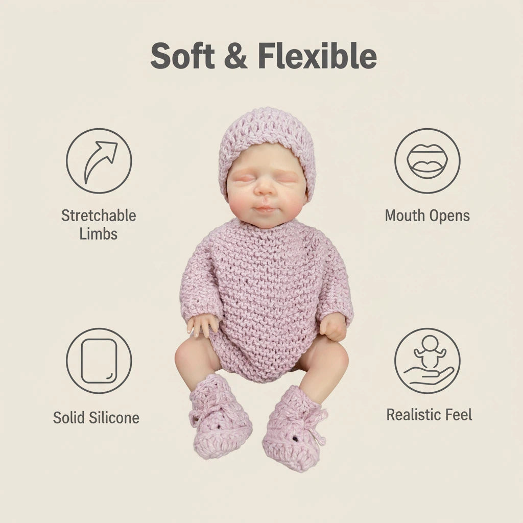12 inch solid silicone Reborn Doll  light purple sweater pascale simulation toy doll
