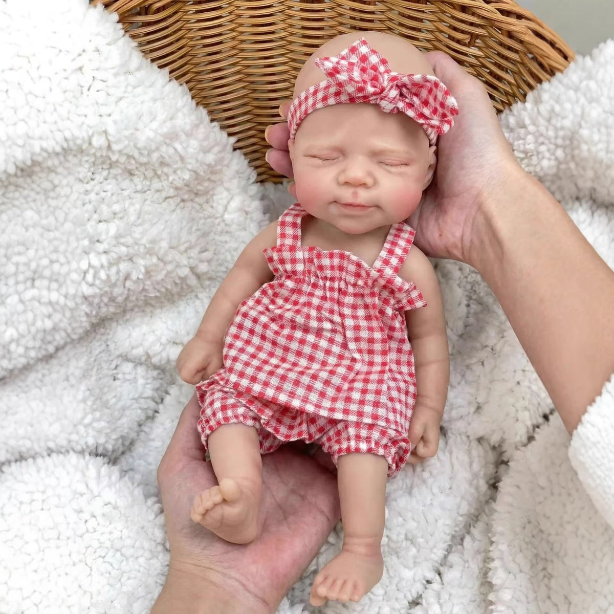 12 inch solid silicone Reborn Doll   pink grid pascale simulation toy doll