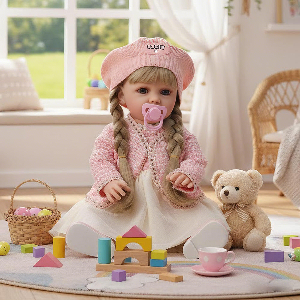 Spanish Russian English Crying and Laughing Dialogue 22 inch Full Plastic Rebirth Doll Simulation Baby Doll Girl