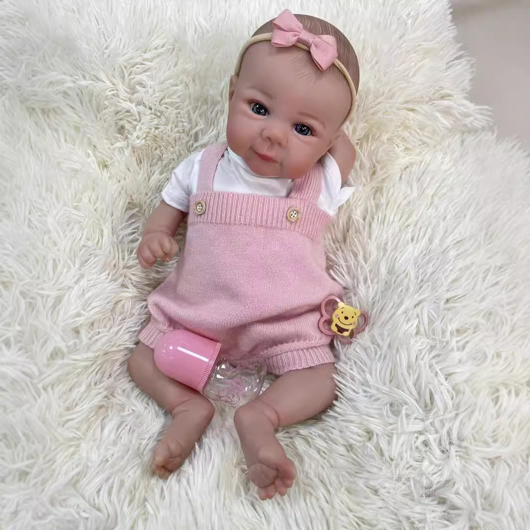 20 Inch Real Life Reborn Baby Doll with Cloth Body True-to-Life 3D Skin Handmade Newborn Style Doll Toy for Girls