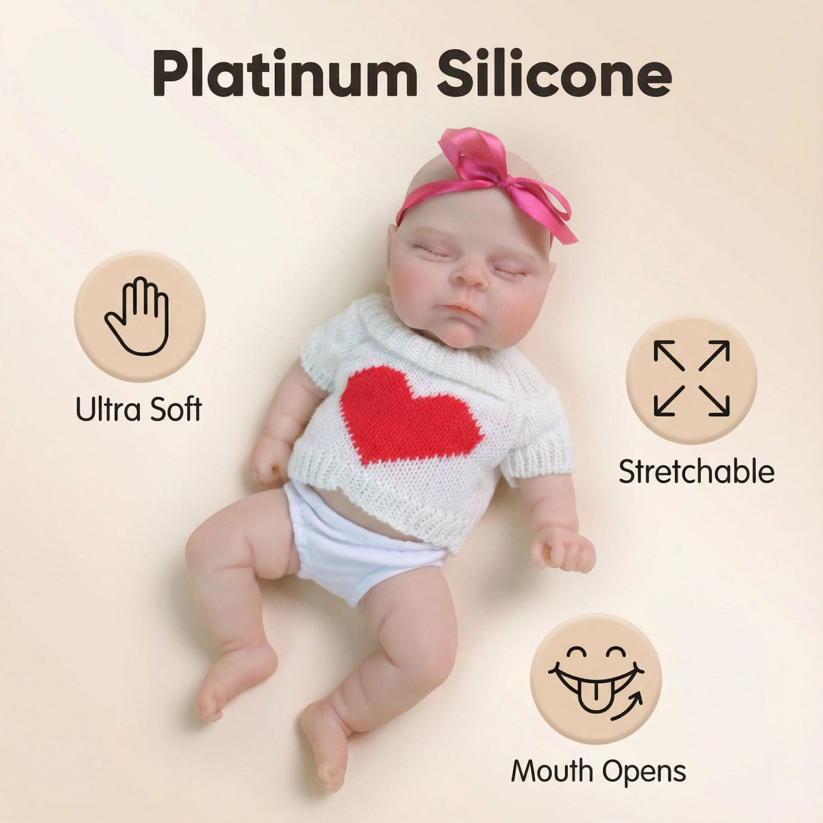 12 inch red heart-shaped pascale solid silicone reborn doll for children as a Christmas gift