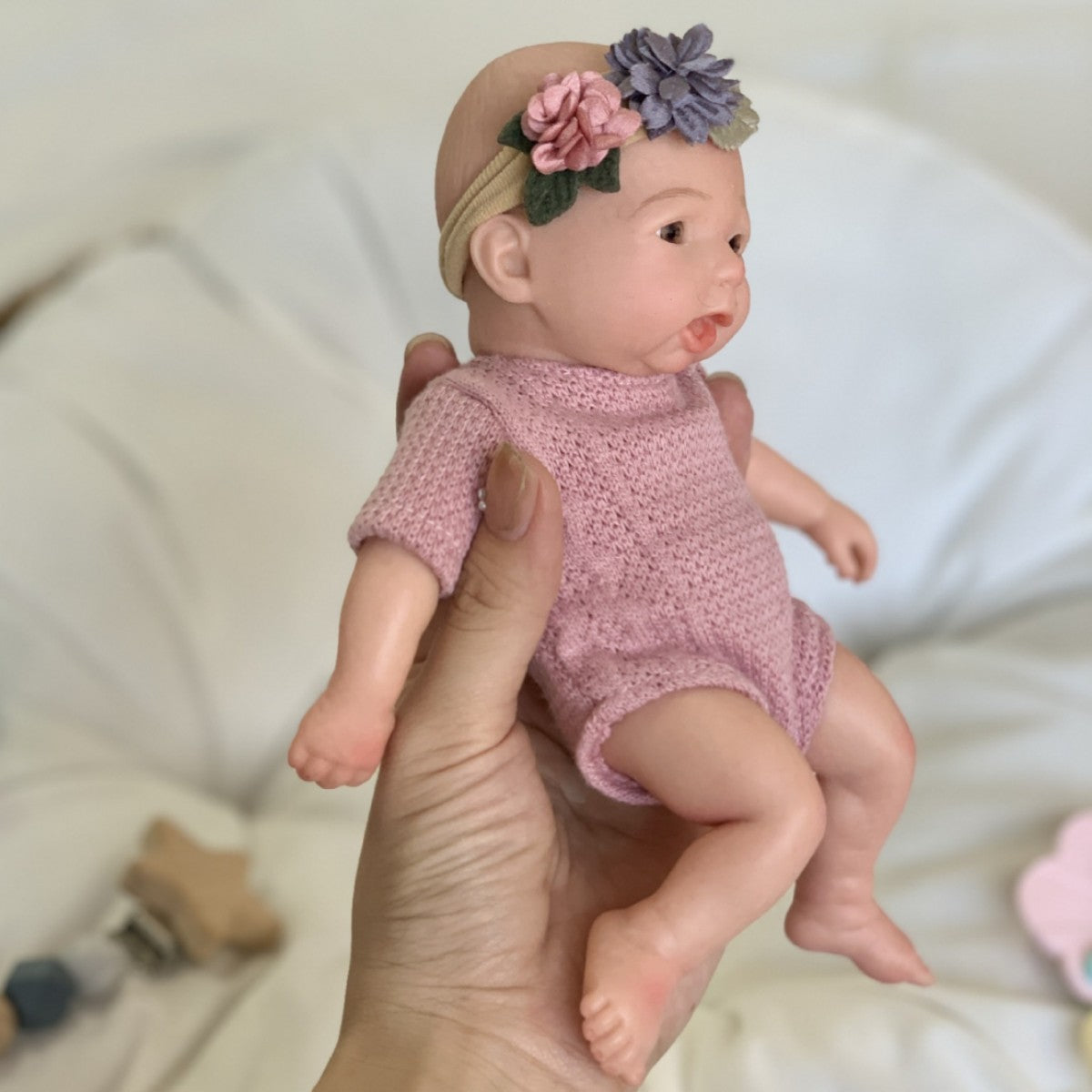 8 inch Ultra Real Touch Full Soild Silicone Body Mini Reborn Doll Washable Reborn Doll for Kids Gift & Display
