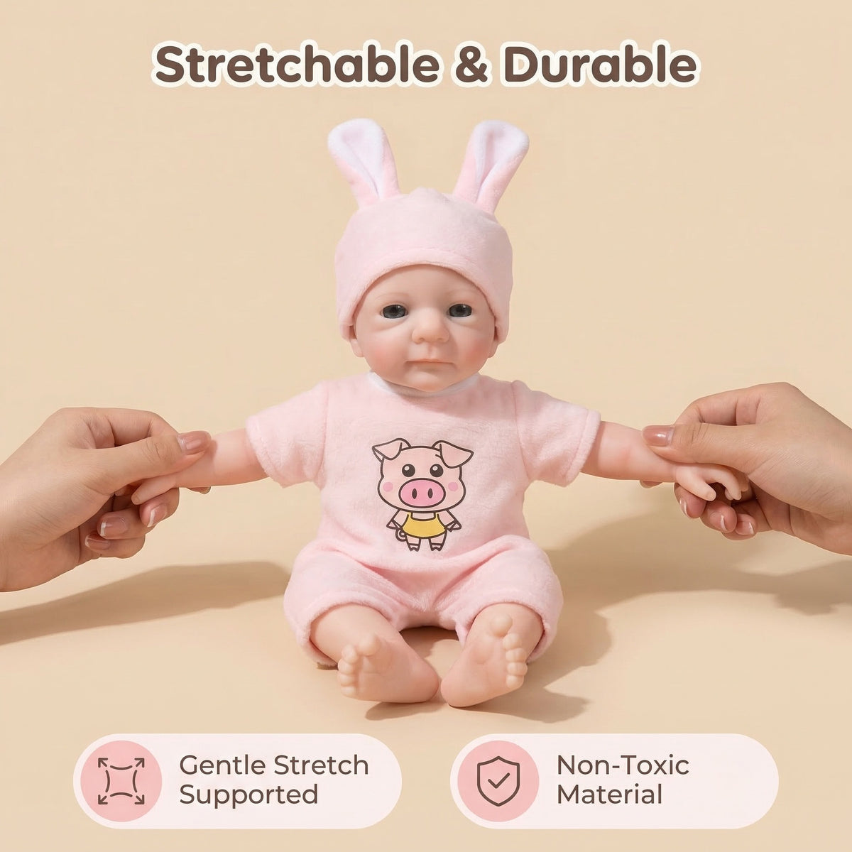 12 inch rabbit ear cap simulation doll silicone reincarnation doll