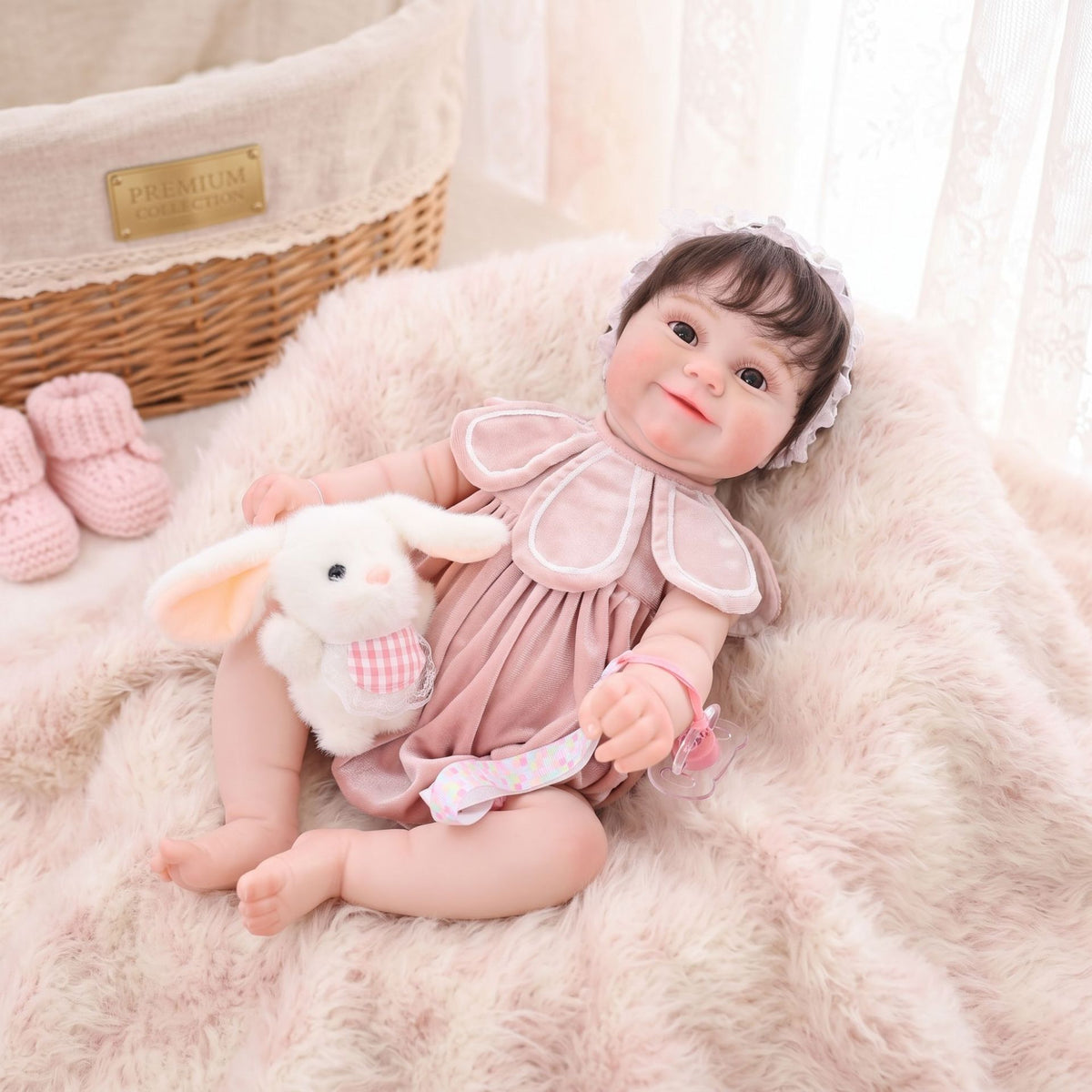 22 Inch Handcrafted Reborn Doll Real 3D Vein Skin with Full vinyl Body Baby Doll Gift for Little Girls