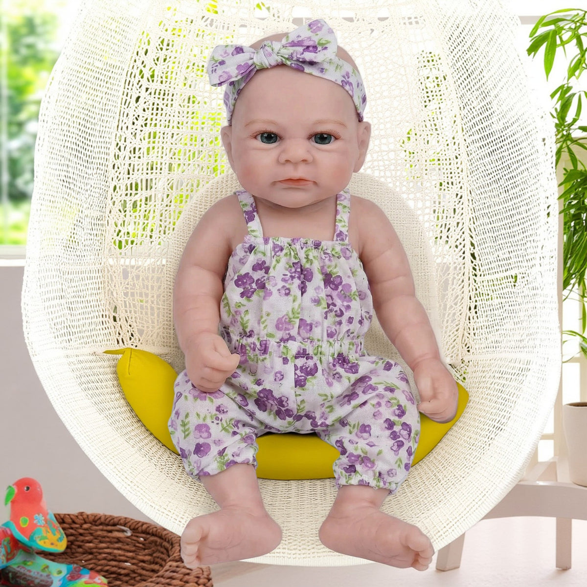 12 inch purple floral jumpsuit solid silicone reborn doll