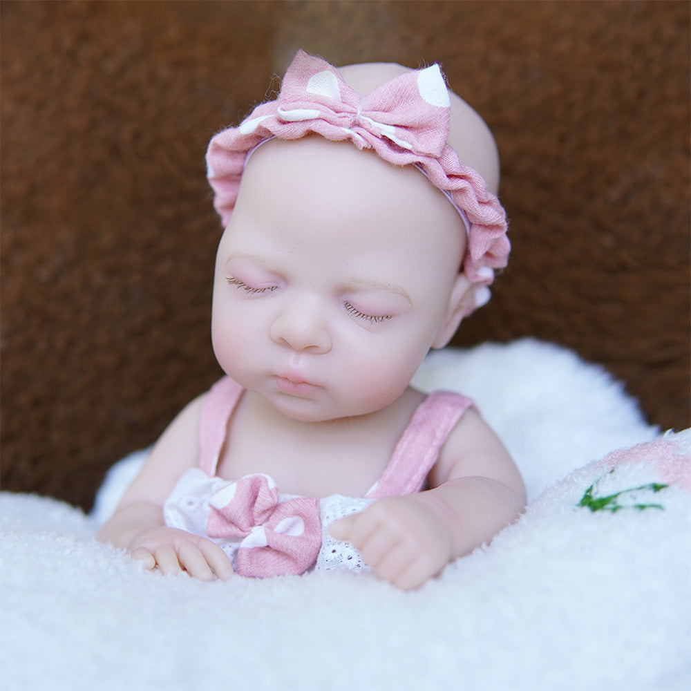 12 inch with Full Soild Silicone Body Reborn Doll Washable Poseable Infant Toy for Collectors & Pretend Play