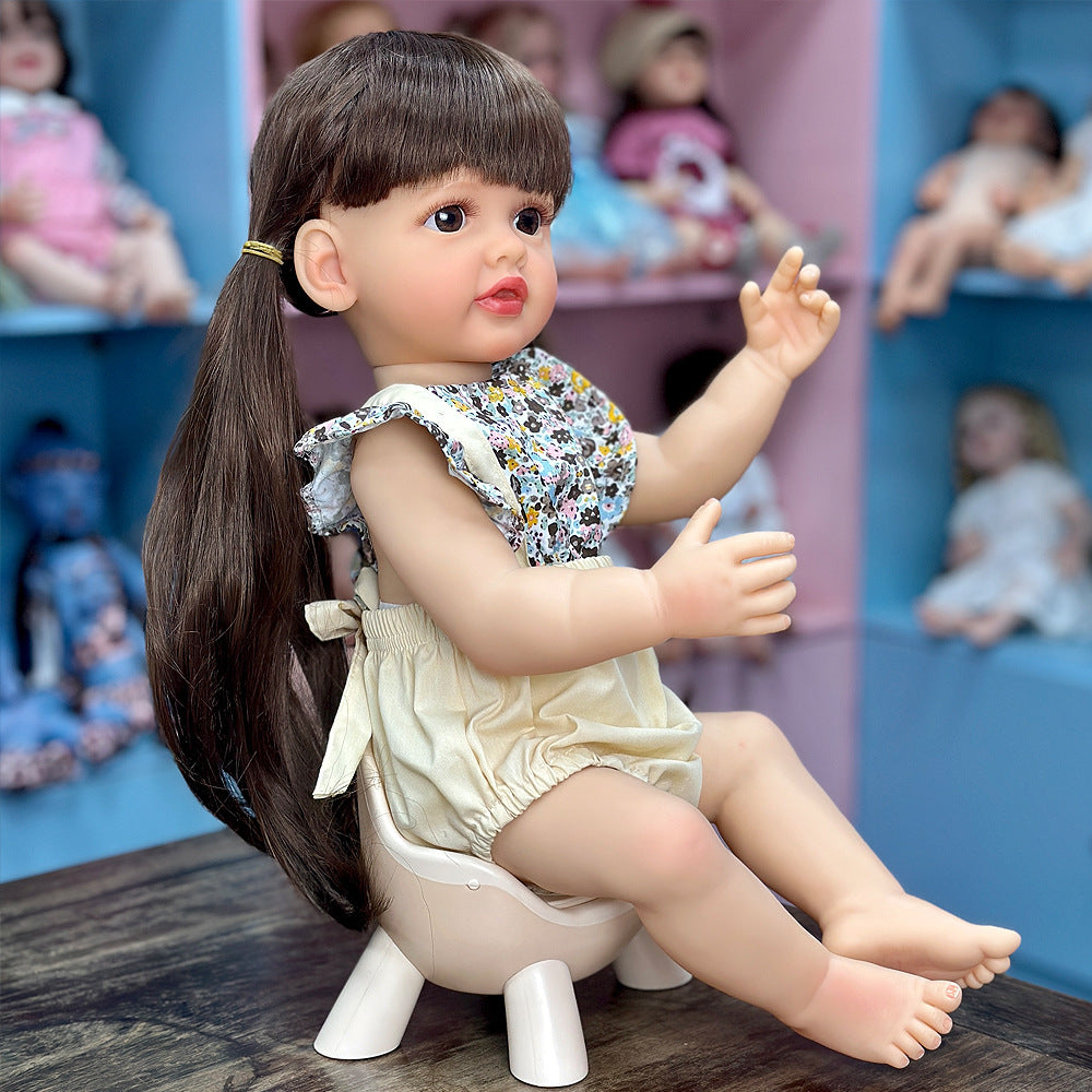 Real‑Looking 22 Inch Full‑Vinyl Collectible Doll, Twin‑tail Hairstyle, Multi‑age Companion Toy for Kids and Adult Doll Collectors