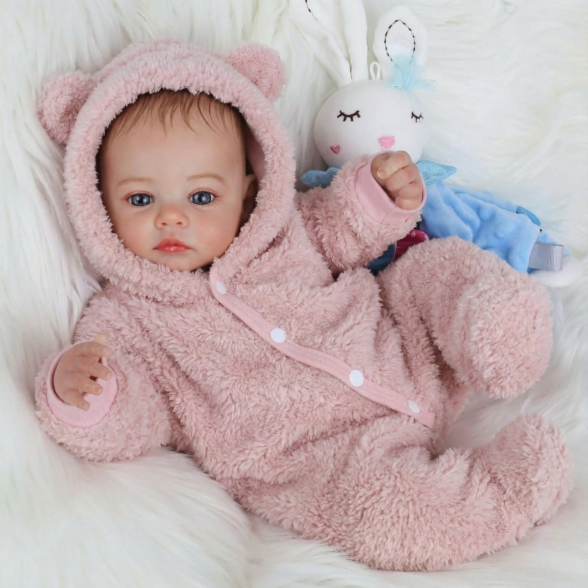 49cm Blue Eyes Reborn Baby Meadow In Plush clothes