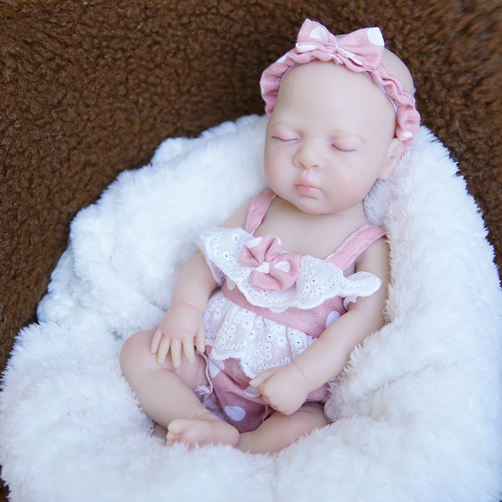 12 inch with Full Soild Silicone Body Reborn Doll Washable Poseable Infant Toy for Collectors & Pretend Play