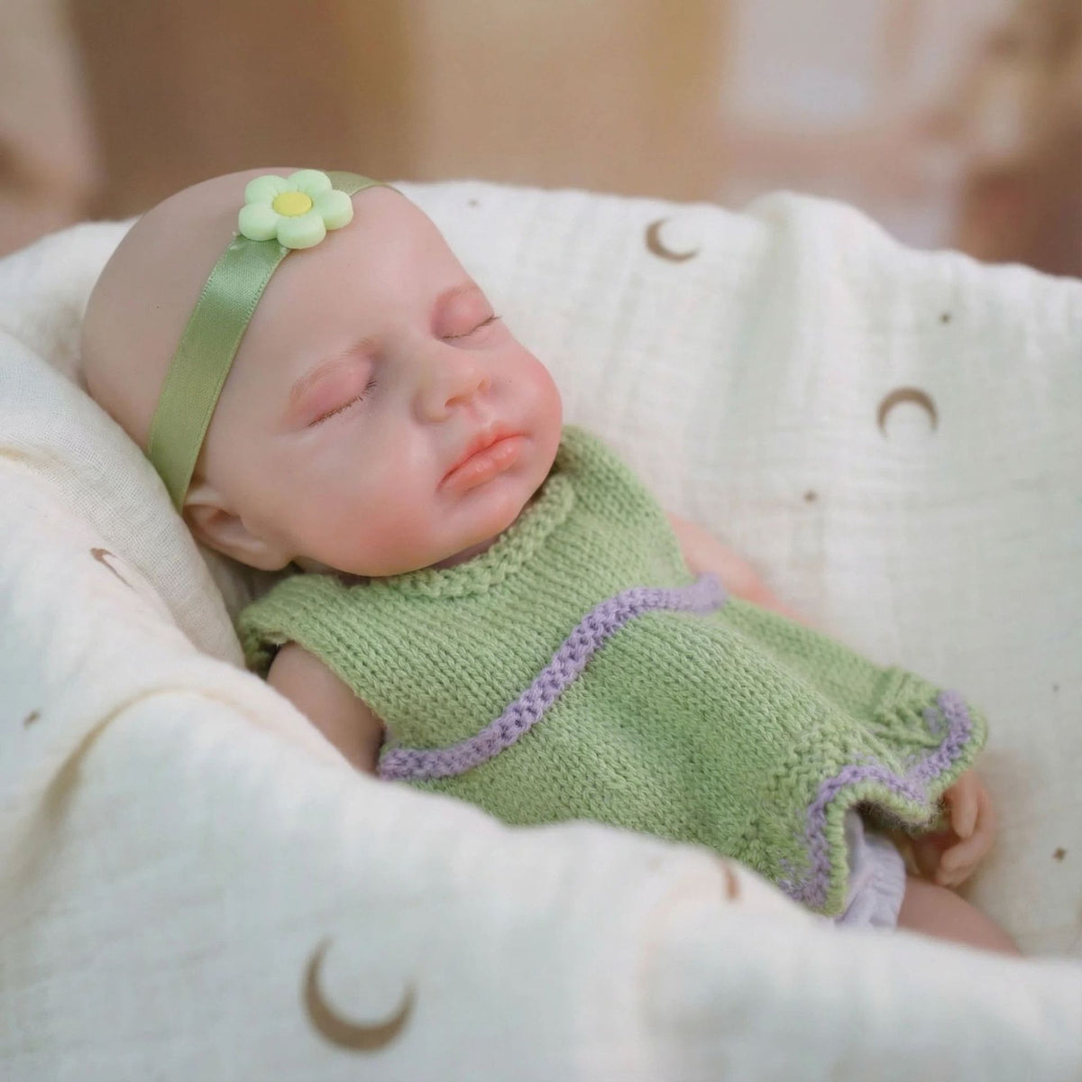 12 inch green fur dress LOULOU solid silicone reborn doll for children's Christmas gift