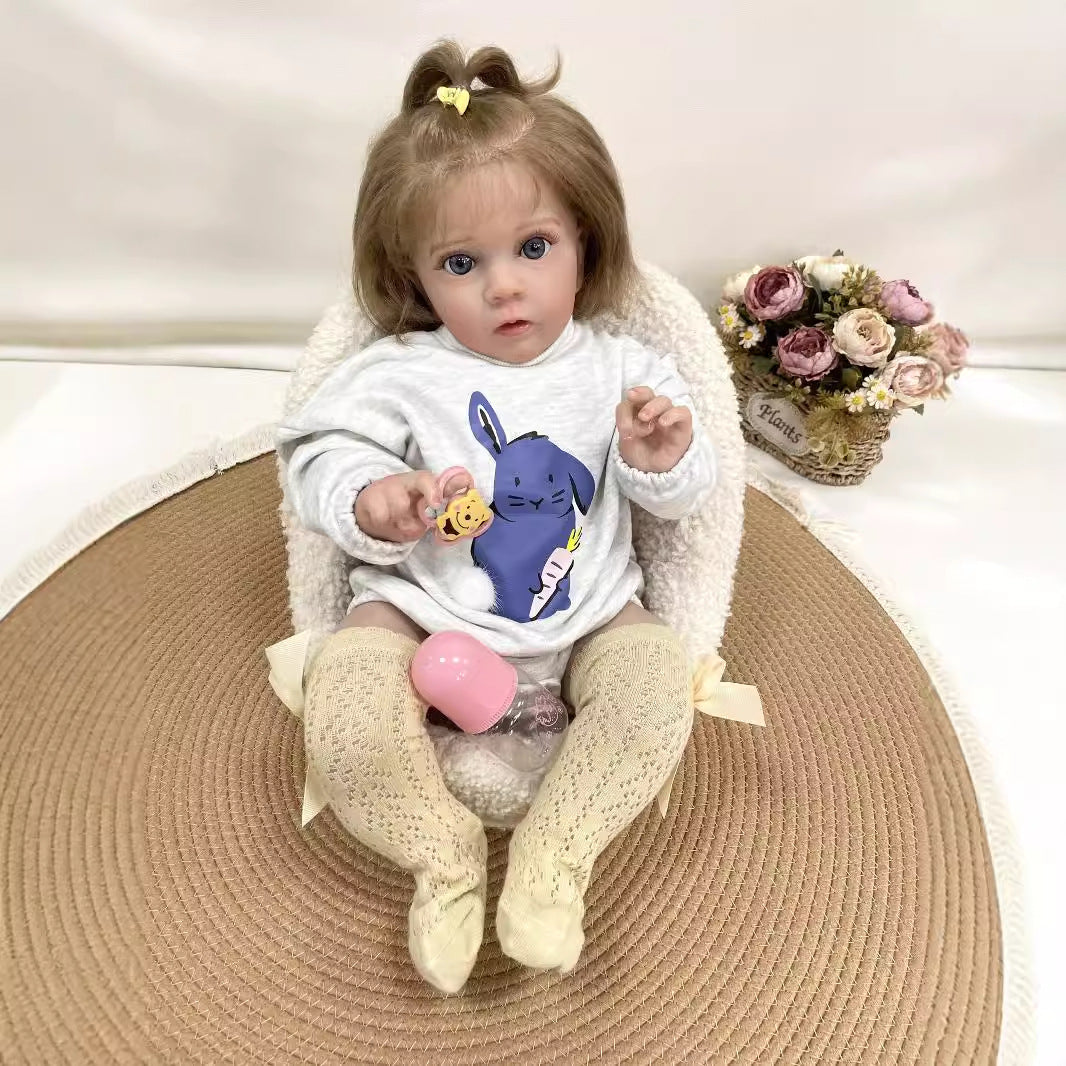 24 inch Lifelike Handcrafted Reborn Baby Doll Soft Cloth Body 3D Real Skin Kids Play Toy Gift for Girls