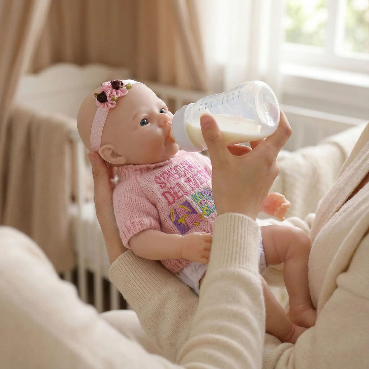 12 inch pink sweater top with meadow solid silicone reincarnation doll as a Christmas gift for children