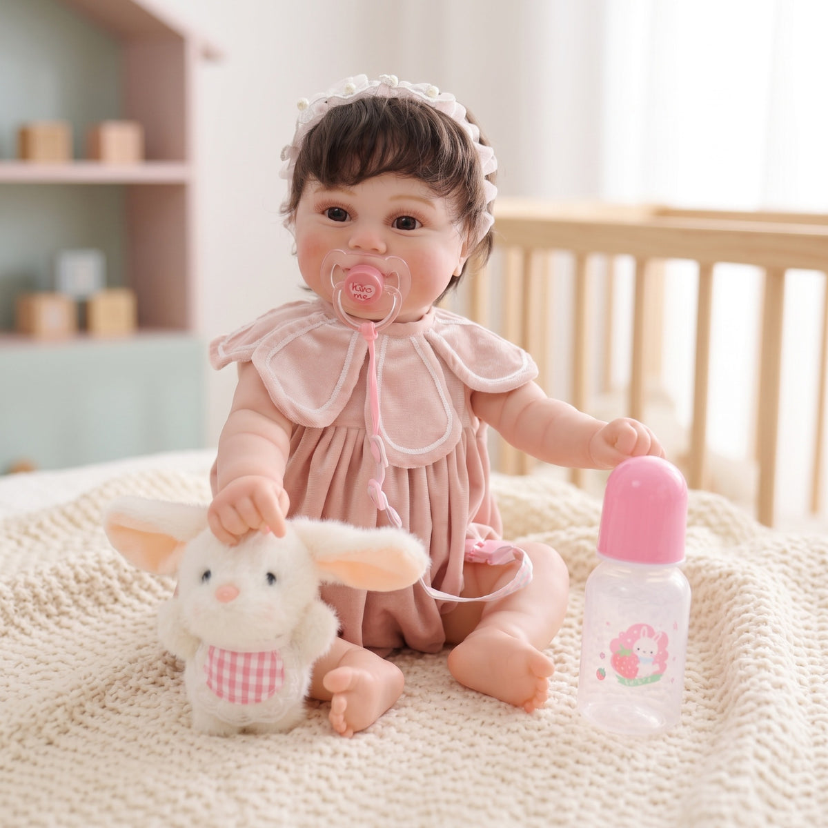 22 Inch Handcrafted Reborn Doll Real 3D Vein Skin with Full vinyl Body Baby Doll Gift for Little Girls