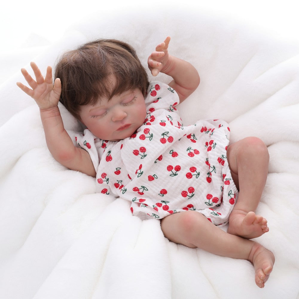 50cm Rebirth Doll Hair Transplant Girl Cloth Body Simulation Baby Doll Dress up Game Accompanies Home Play