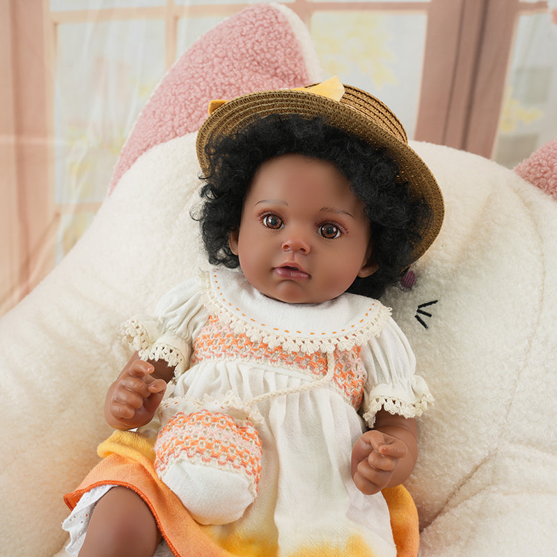 24-Inch/60cm Realistic African American Reborn Vinyl Doll - Cloth Body Reborn Dolls - Reborn Doll Australia