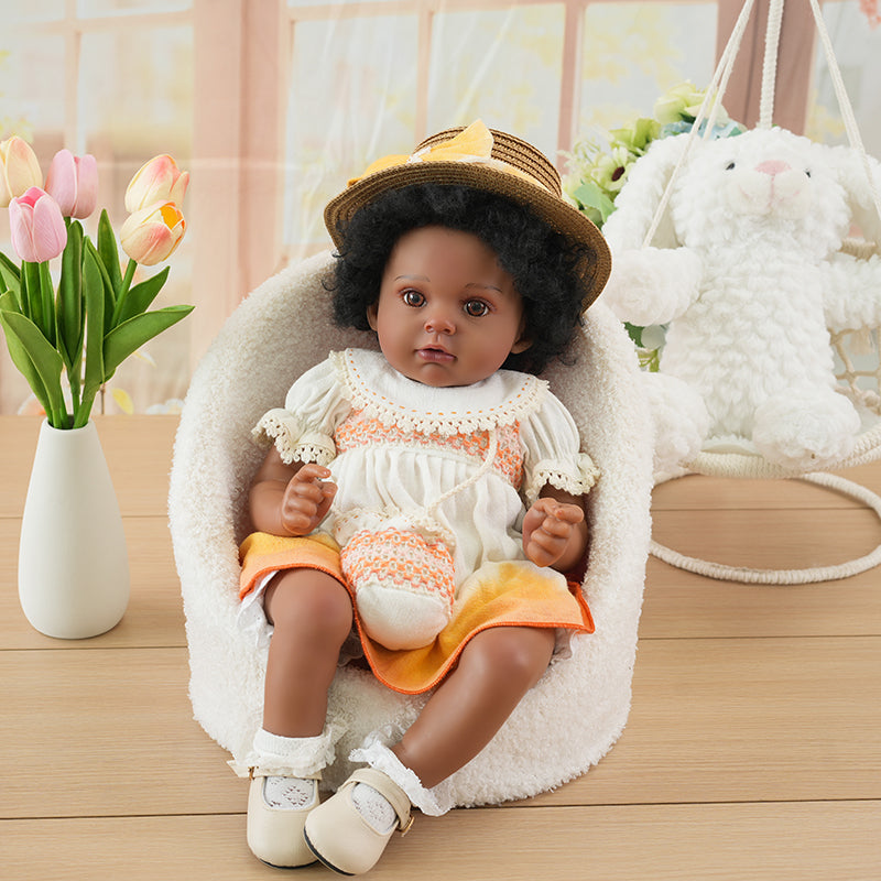 24-Inch/60cm Realistic African American Reborn Vinyl Doll - Cloth Body Reborn Dolls - Reborn Doll Australia