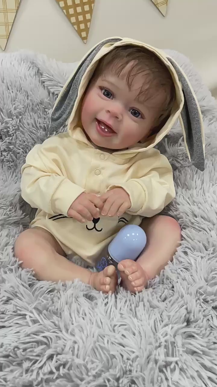 23 Inch Real Life Reborn Baby Doll with Cloth Body True-to-Life 3D Skin Handmade Newborn Style Doll Toy for Girls
